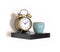 Black Pine floating shelf with clock on top