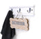 Bath towel hanging on White Pine coat and hat hanger with 3 chrome hooks
