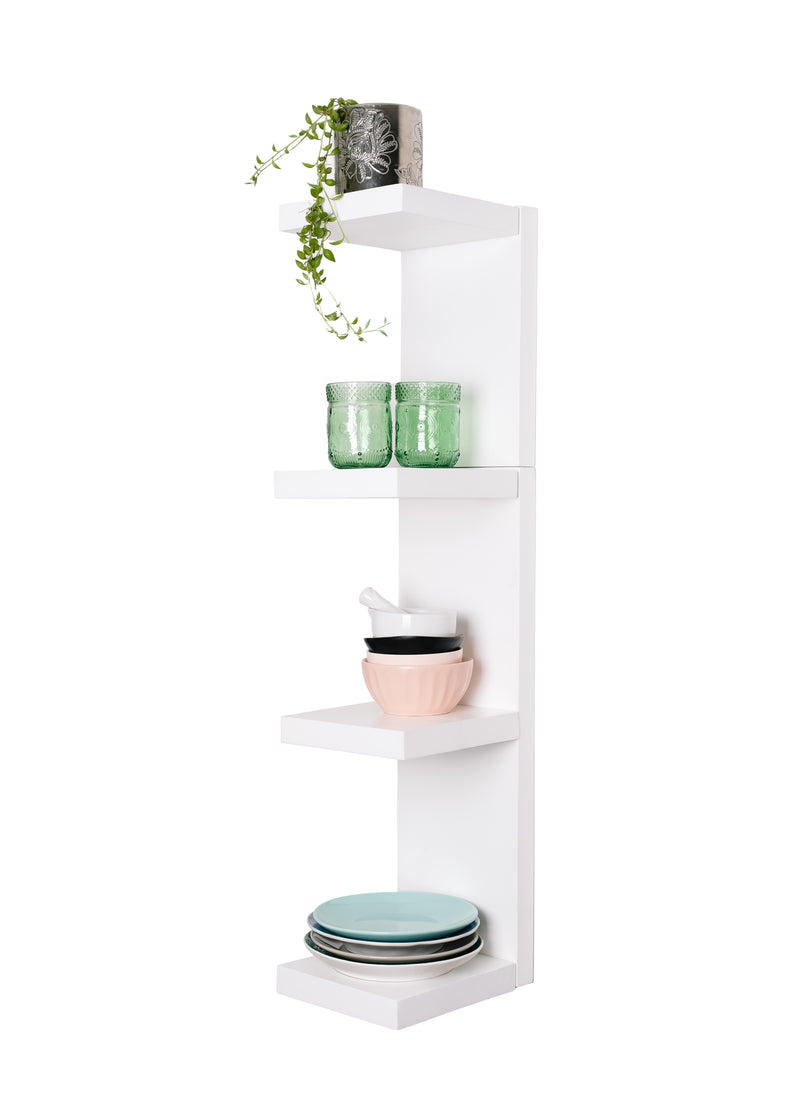 Fourth level of White treated pine extendable wall plate and shelf with scented homeware on top