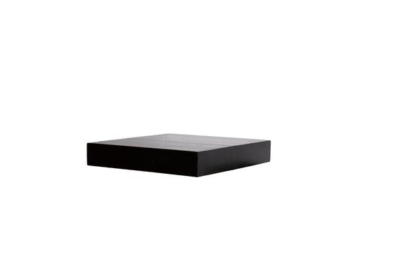 Side view of small black floating shelf