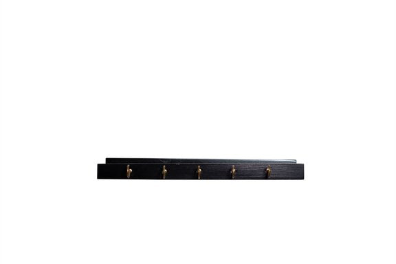  5 hook brass hook hanger shelf in black