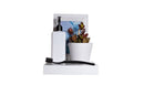 Small floating shelf in white with sanware on top
