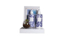 White Pine floating shelf with bathroom items on top