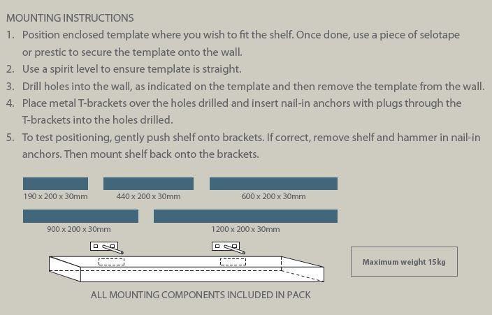 Mounting instructions for floating shelf